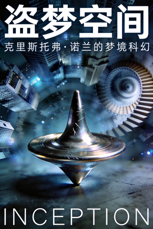 电影《盗梦空间》旋转陀螺海报 - 克里斯托弗·诺兰的梦境科幻